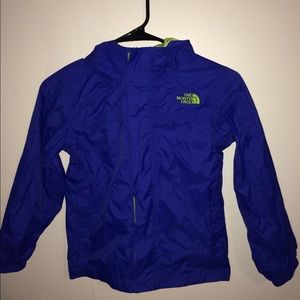 Blue and green The North Face wind breaker